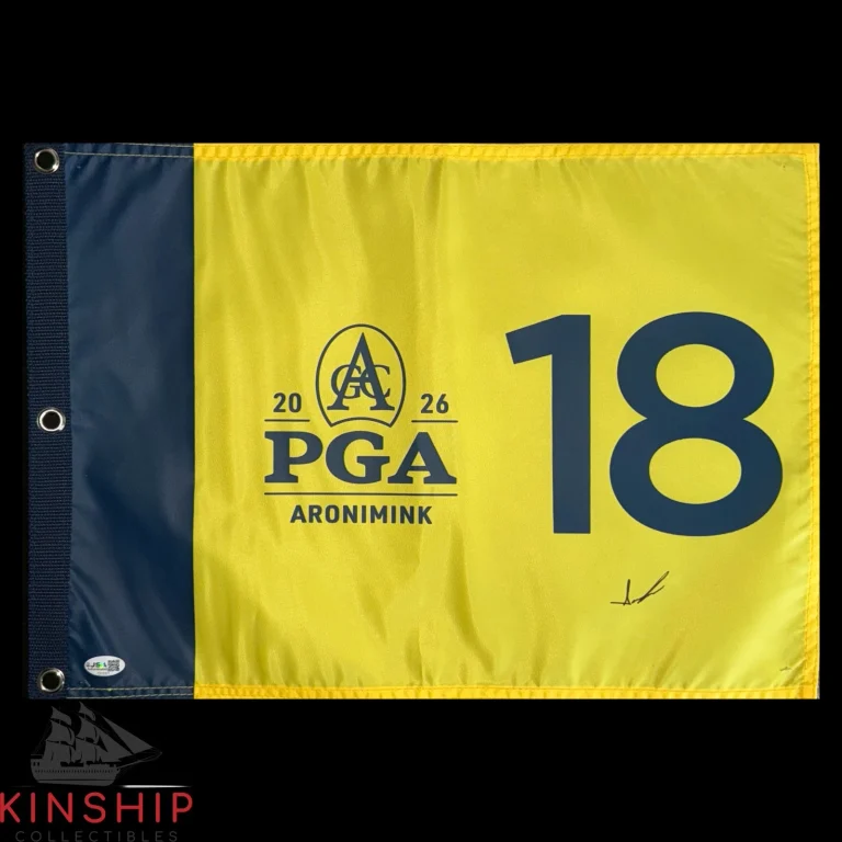 Aaron Rai signed 2026 PGA Championship Golf Flag JSA COA Aronimink Auto G211