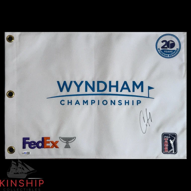 Cameron Young signed Wyndham Championship Golf Flag JSA COA 1st Win Auto G213