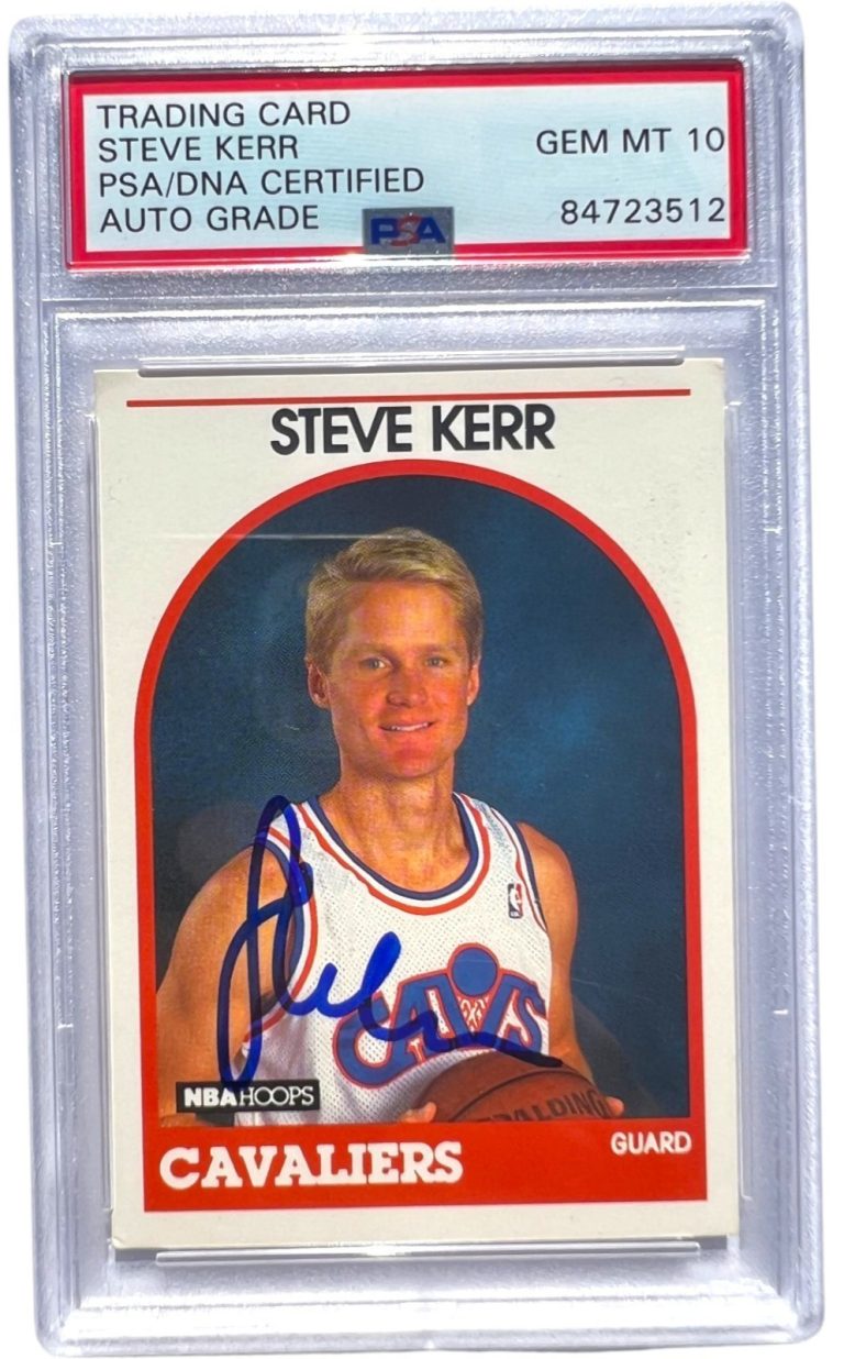 1989 NBA HOOPS STEVE KERR SIGNED RC ROOKIE CARD #351 AUTO 10 PSA