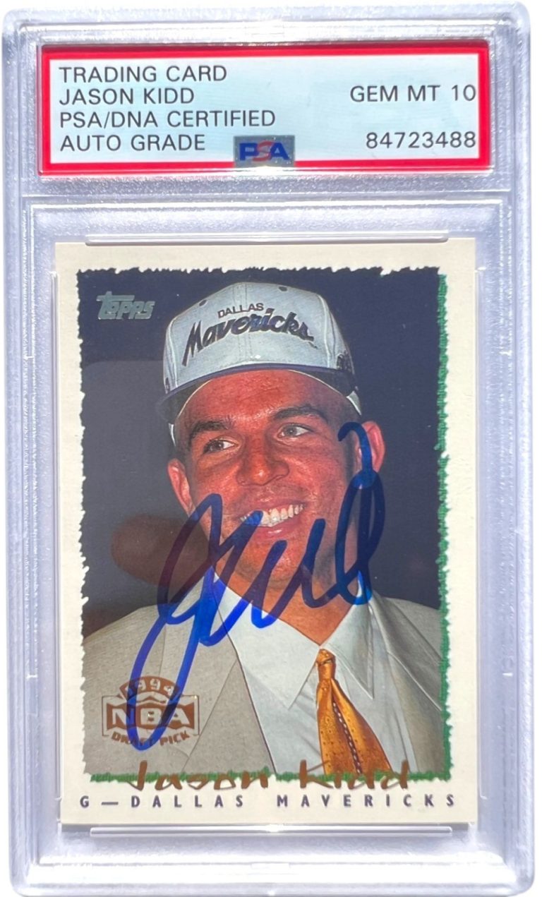 Jason Kidd 1994 Topps NBA Draft Pick #37 Rookie RC Signed PSA 10 Auto Mavericks