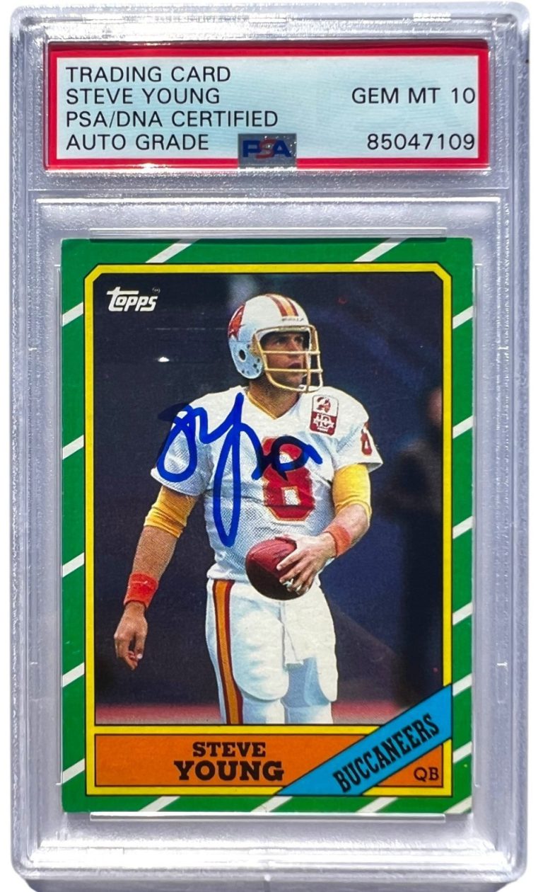 STEVE YOUNG SIGNED 1986 TOPPS #374 ROOKIE CARD RC FOOTBALL PSA/DNA AUTO 10