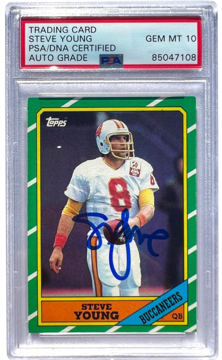 STEVE YOUNG Signed 1986 TOPPS RC Rookie Card PSA AUTHENTIC AUTO PSA 10