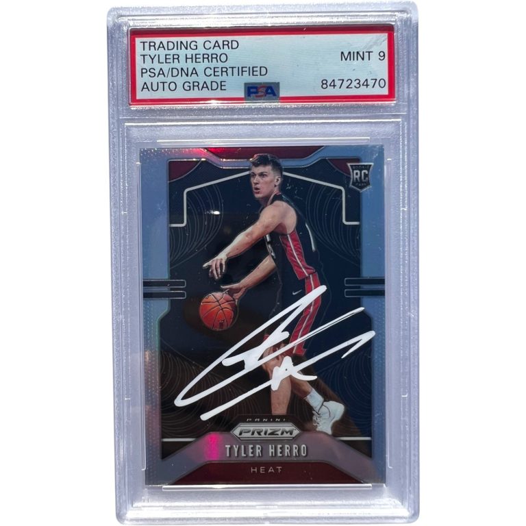 2019 PANINI SILVER PRIZM TYLER HERRO SIGNED ROOKIE CARD #259 RC PSA AUTO 9