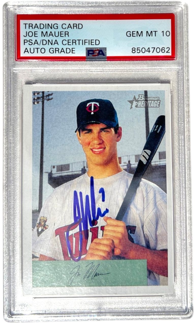 JOE MAUER SIGNED 2002 BOWMAN HERITAGE ROOKIE CARD #238 TWINS AUTO 10 PSA/DNA