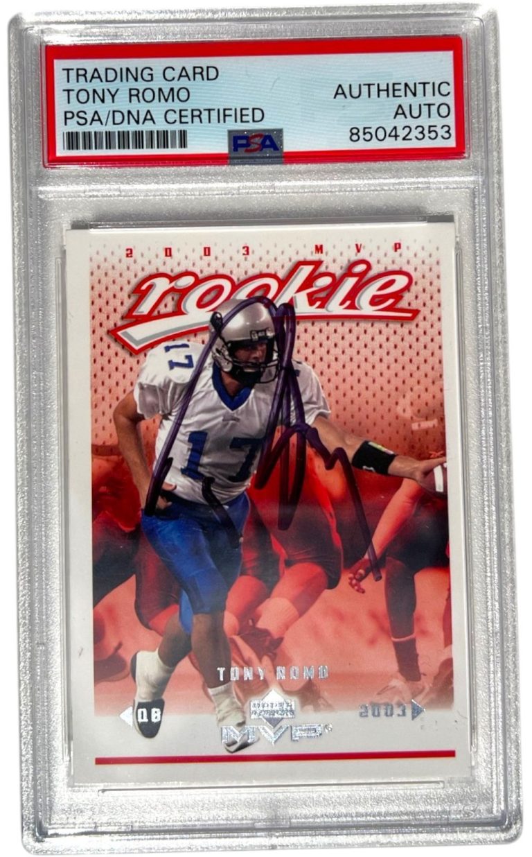TONY ROMO SIGNED 2003 UPPER DECK MVP #341 ROOKIE CARD RC AUTOGRAPH PSA AUTO