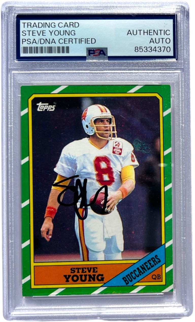 STEVE YOUNG SIGNED 1986 TOPPS #374 ROOKIE CARD AUTO RC FOOTBALL PSA/DNA