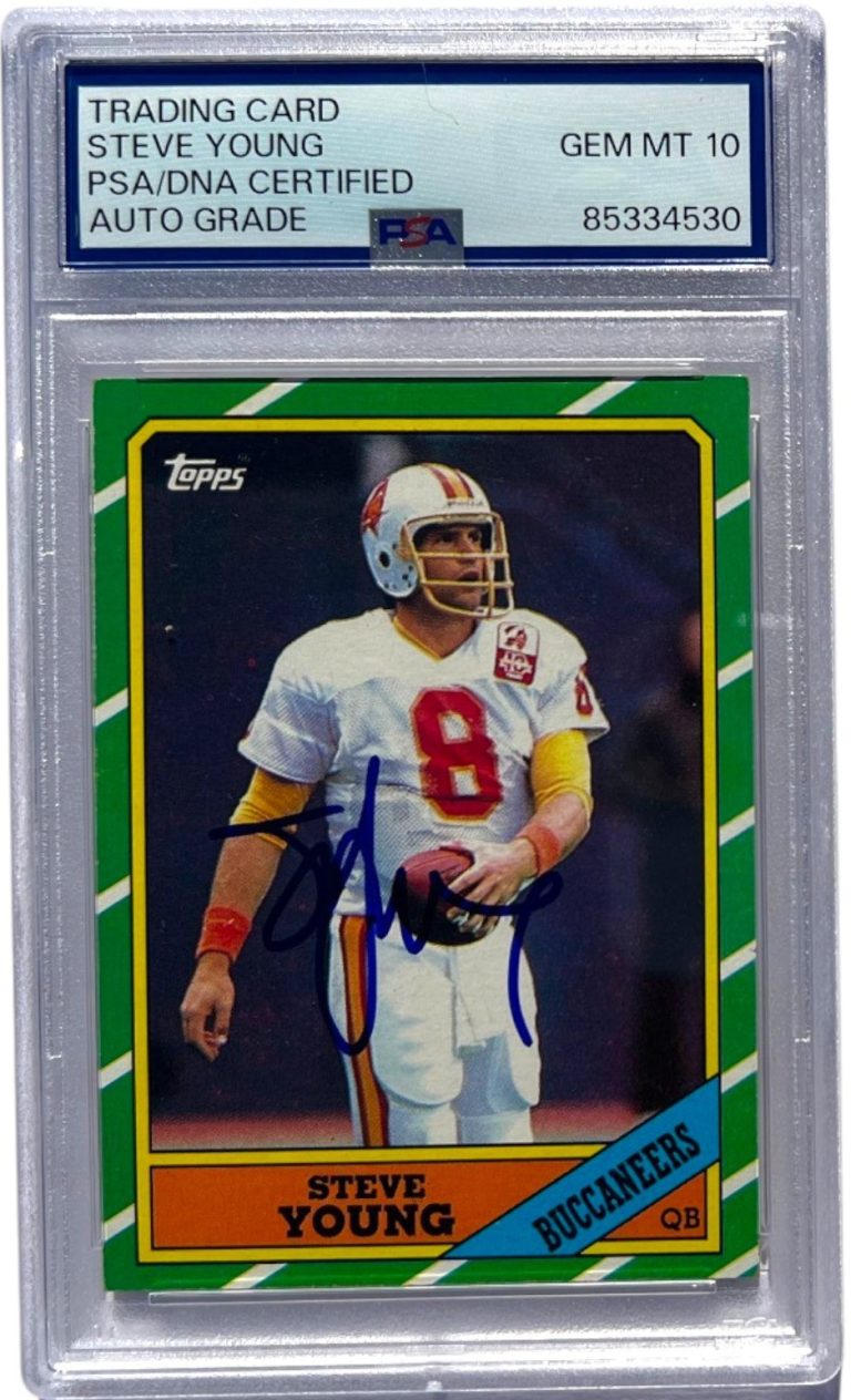 1986 Topps Steve Young #374 RC Signed Buccaneers 49ers PSA 10 Auto
