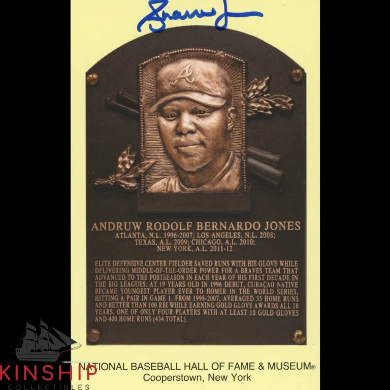 Andruw Jones signed Yellow HOF Plaque Postcard JSA COA Braves Auto Z2657