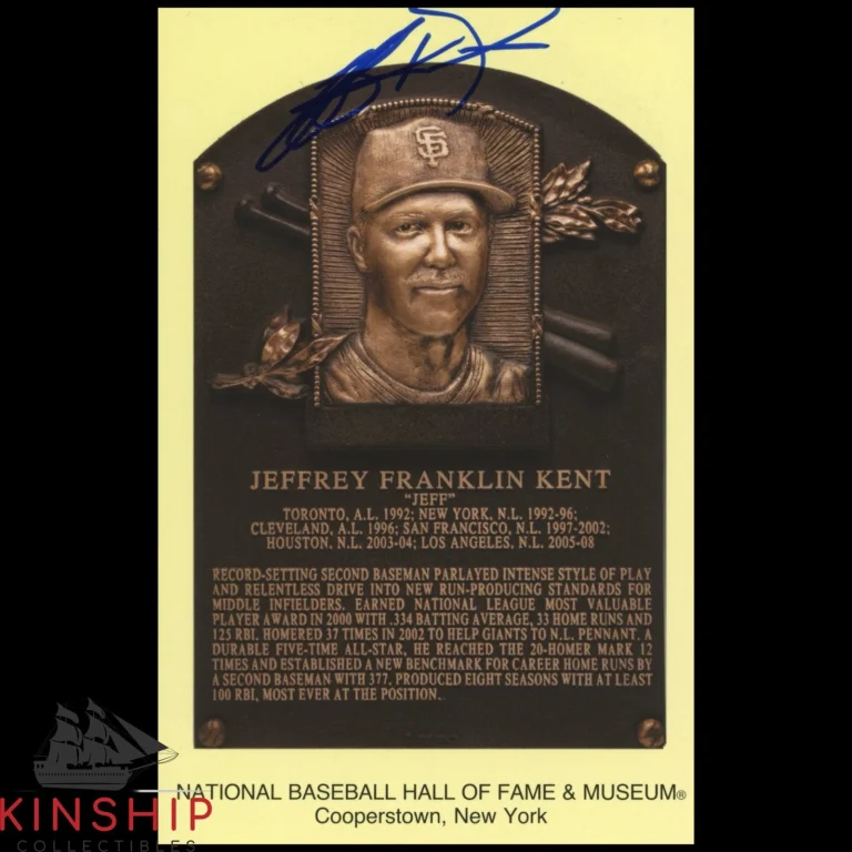 Jeff Kent signed Yellow HOF Plaque Postcard JSA COA Giants Auto Z2656