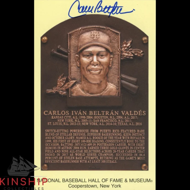 Carlos Beltran signed Yellow HOF Plaque Postcard JSA COA Astros Mets Auto Z2655