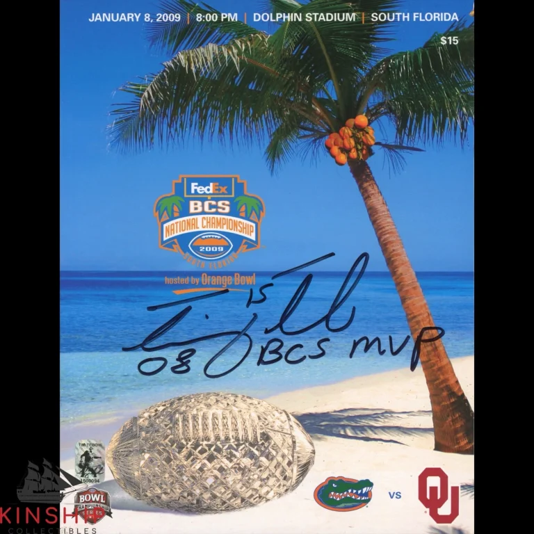 Tim Tebow signed 2009 BCS National Championship Program JSA Heisman Auto E424