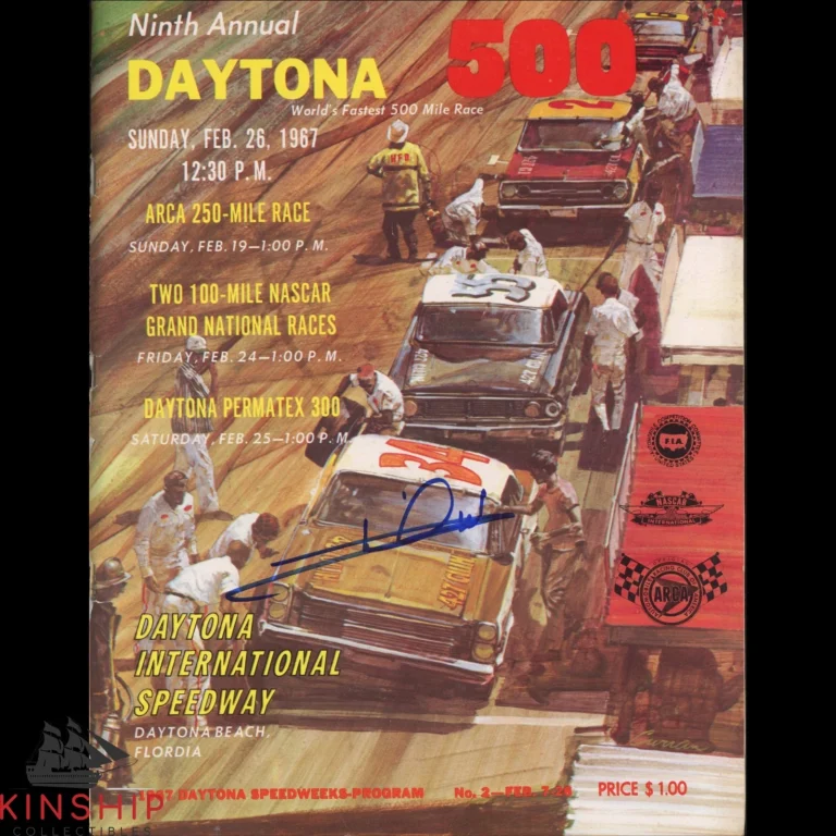 Mario Andretti signed 1967 Daytona 500 Program JSA COA NASCAR Auto Winner E427