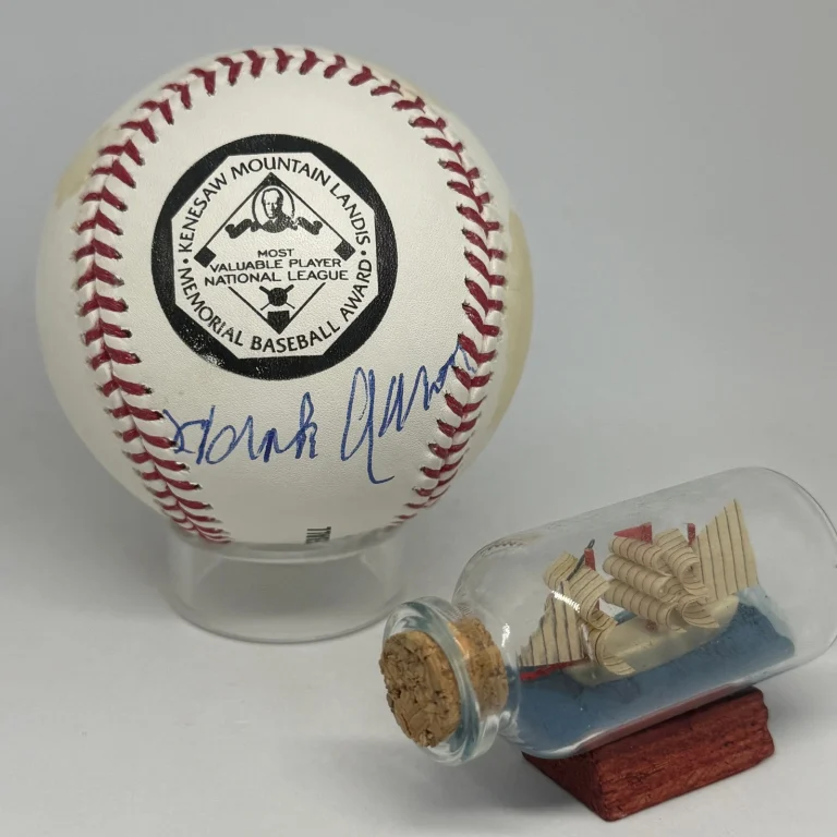 Hank Aaron signed Rawlings NL MVP Logo Baseball JSA LOA Braves HOF Auto A4693