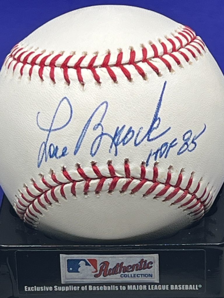 LOU BROCK  ST. LOUIS CARDINALS HOF 85  SIGNED OML BASEBALL