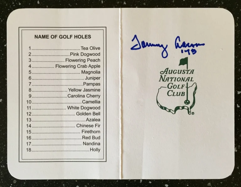 Tommy Aaron Signed Masters Scorecard 2 COA