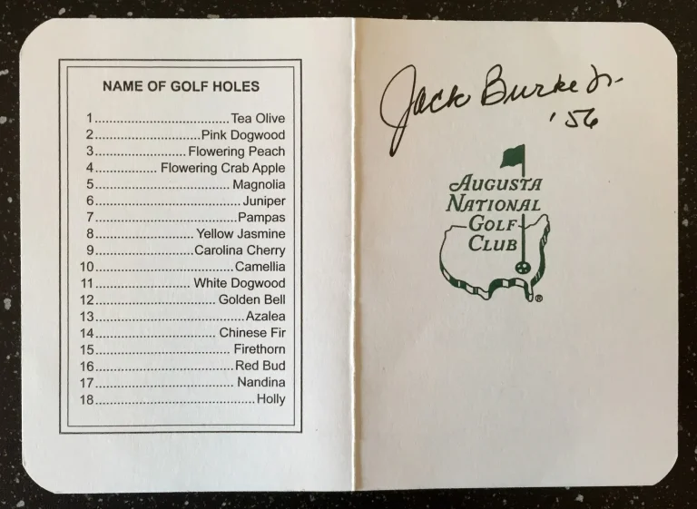 Jack Burke Signed Masters Scorecard COA
