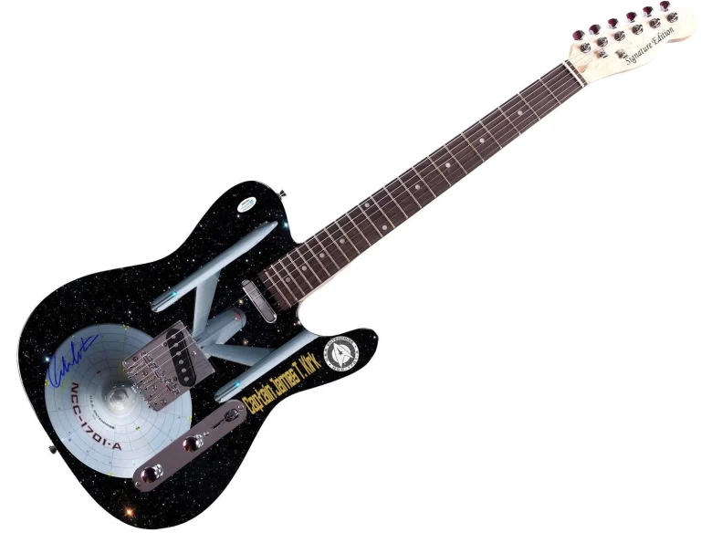 William Shatner Signed Star Trek U.S.S. Enterprise Custom Graphics Guitar