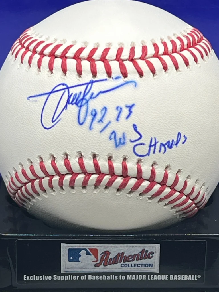 JUAN GUZMAN  TORONTO BLUE JAYS  92,93 WS CHAMPS SIGNED OML BASEBALL