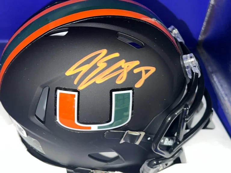 JEREMY SHOCKEY MIAMI HURRICANES JSA AUTHENTICATED SIGNED SATIN BLACK MINI HELMET