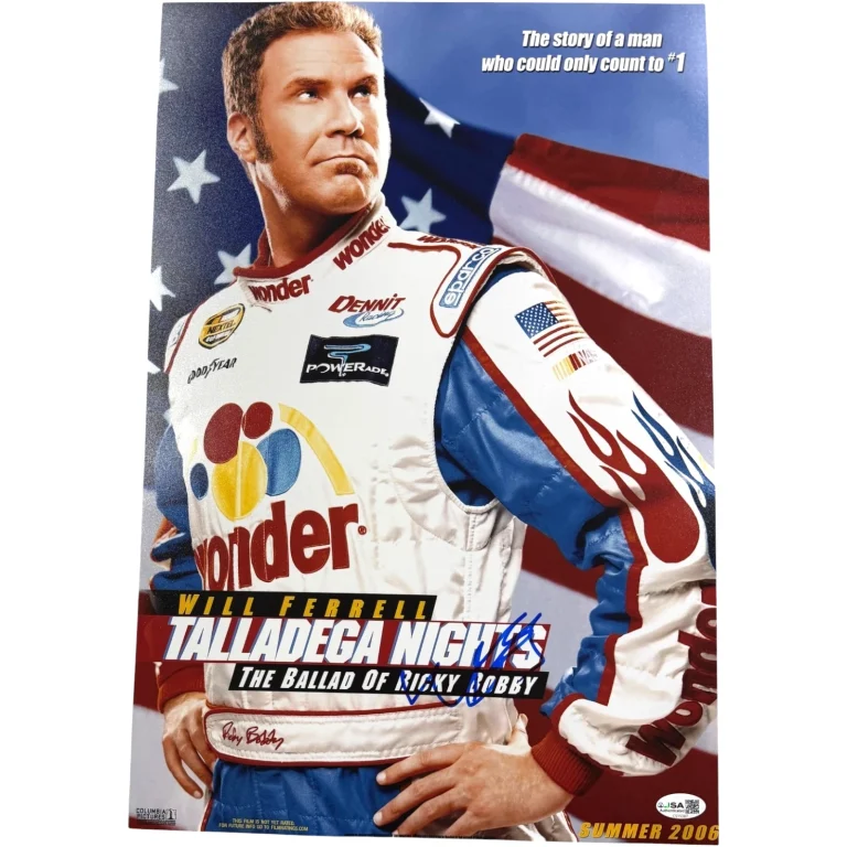 WILL FERRELL SIGNED TALLADEGA NIGHTS 12X18 MOVIE POSTER PHOTO RICKY BOBBY JSA