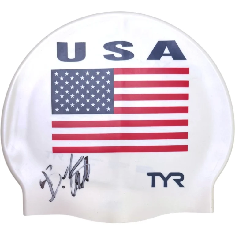 BOBBY FINKE SIGNED AUTOGRAPHED USA SWIM CAP TYR OLYMPICS GOLD SWIMMING JSA