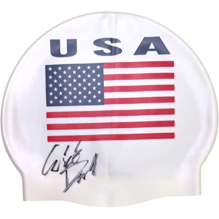 CALEB DRESSEL SIGNED AUTOGRAPHED USA SWIM CAP TYR OLYMPICS GOLD SWIMMING JSA COA