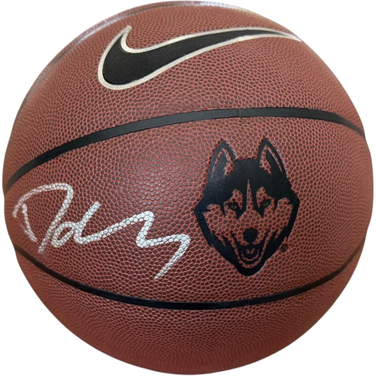 DAN HURLEY SIGNED AUTOGRAPHED UCONN HUSKIES LOGO BASKETBALL CHAMPIONS JSA