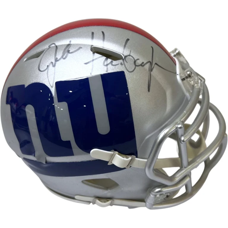 JOHN HARBAUGH SIGNED NEW YORK GIANTS MINI AMP FOOTBALL HELMET AUTO JSA COA