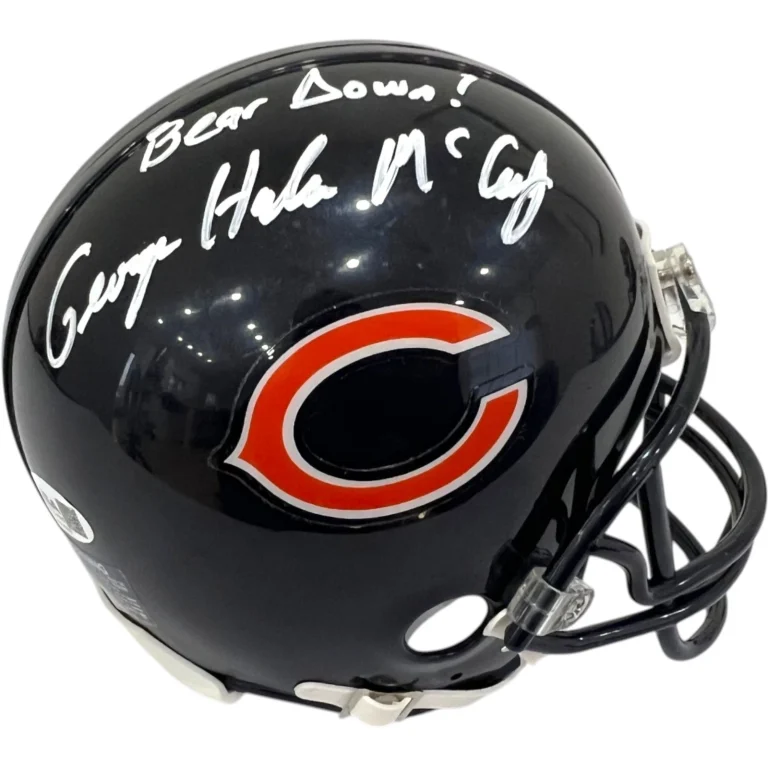 GEORGE HALAS MCCASKEY SIGNED CHICAGO BEARS FOOTBALL MINI HELMET JSA