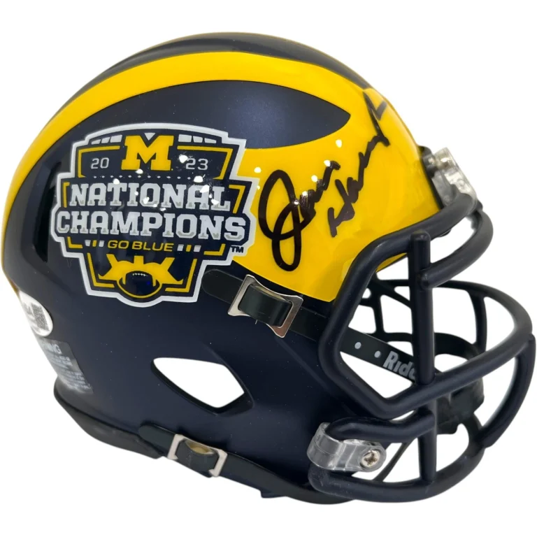 Jim Harbaugh Signed Michigan Wolverines 2023 National Champions Helmet JSA COA