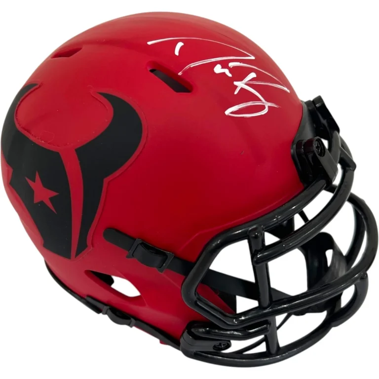 DEMECO RYANS SIGNED AUTOGRAPHED HOUSTON TEXANS RAVE FOOTBALL MINI HELMET JSA COA
