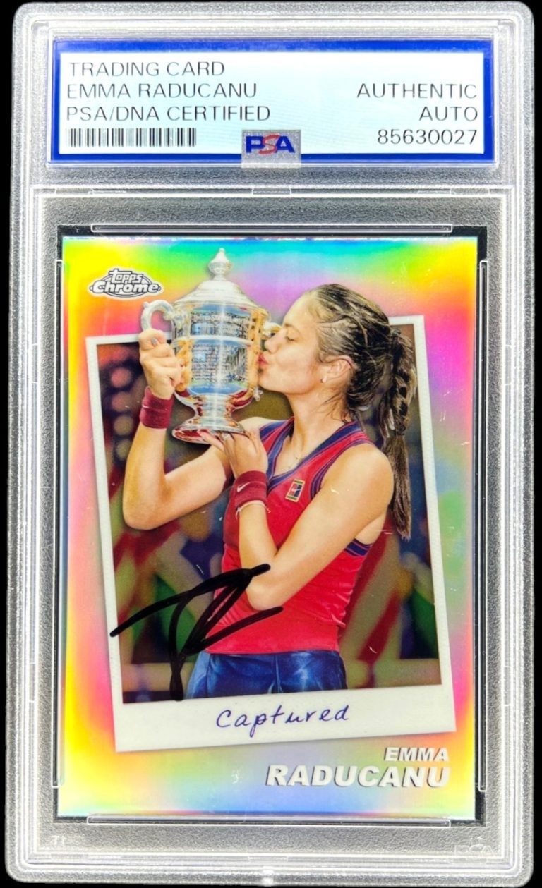 Emma Raducanu Signed 2024 Topps Chrome #CTD-EM Captured US OPEN PSA Auto