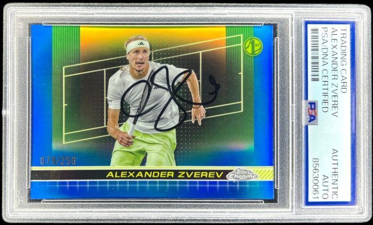 Alexander Zverev Signed 2024 Topps Chrome Tennis Blue Refractor /250 PSA AUTO