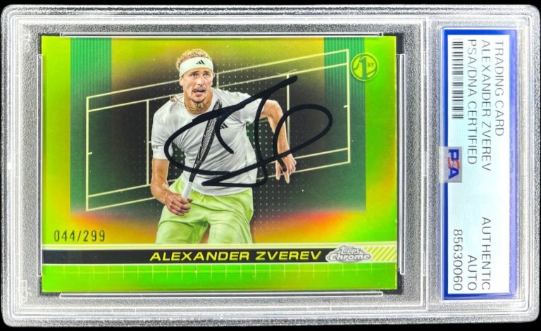 Alexander Zverev Signed 2024 Topps Chrome Lime Green Refractor /299 PSA Auto