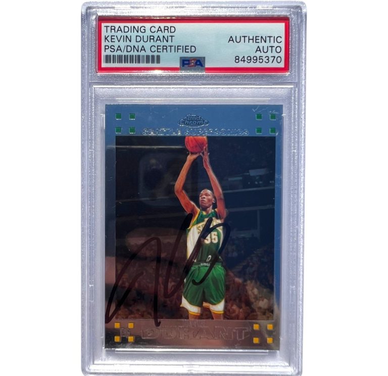 KEVIN DURANT SIGNED SONICS 2007 TOPPS CHROME ROOKIE CARD #131 RC PSA AUTO