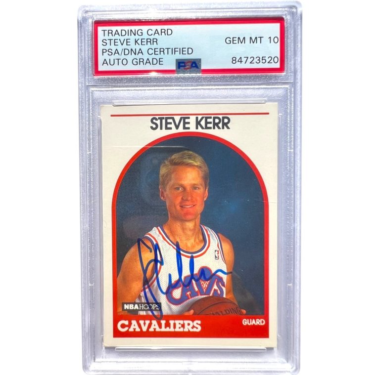STEVE KERR SIGNED 1989 NBA HOOPS ROOKIE CARD #351 RC AUTO 10 PSA/DNA