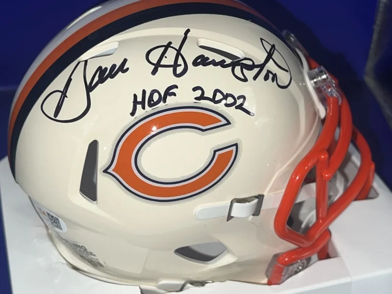 DAN HAMPTON CHICAGO BEARS HOF 2002  JSA AUTHENTICATED SIGNED RETRO MINI HELMET