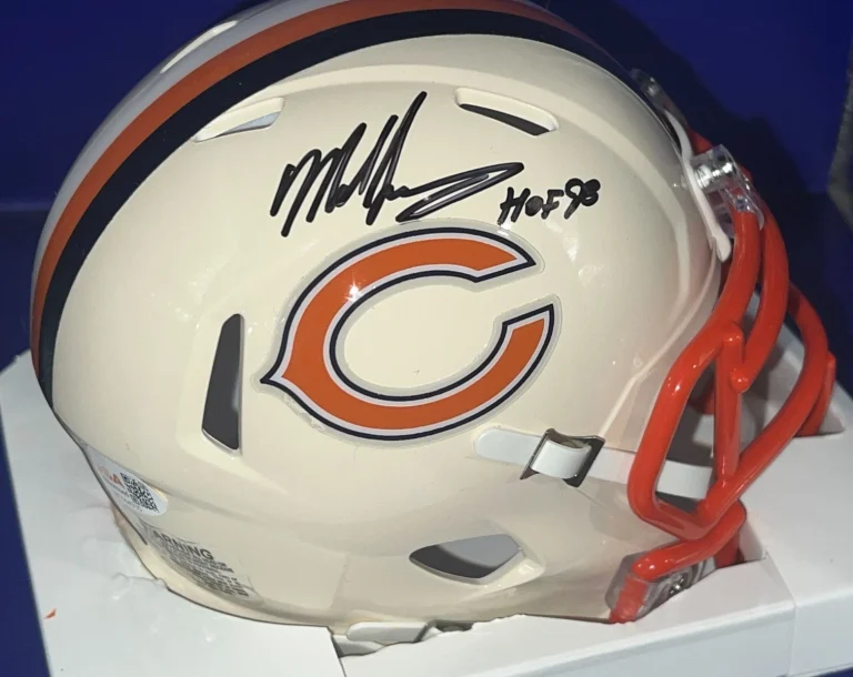 MIKE SINGLETARY CHICAGO BEARS HOF 98 JSA AUTHEN SIGNED RETRO MINI HELMET