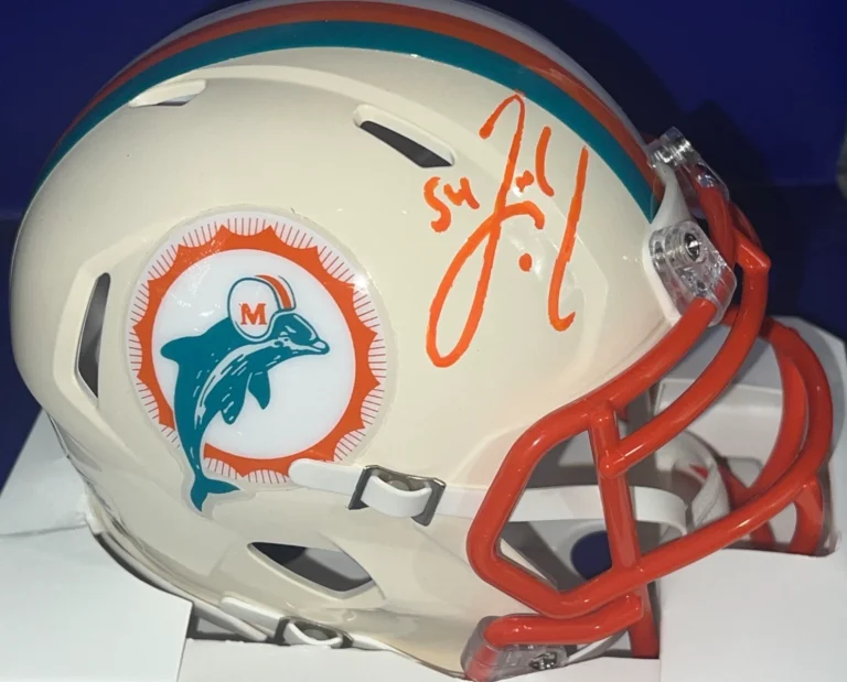 ZACH THOMAS MIAMI DOLPHINS JSA AUTHENTICATED SIGNED RETRO MINI HELMET