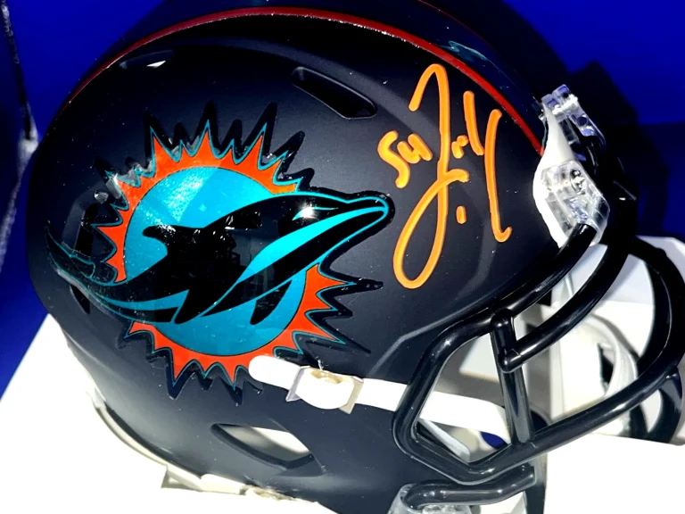 ZACH THOMAS MIAMI DOLPHINS JSA AUTHENTICATED SIGNED RIVALRY MINI HELMET