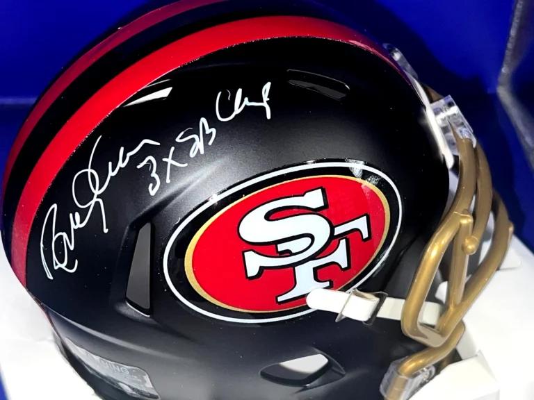 RANDY CROSS SAN FRANCISCO 49ERS 3 X SB CHAMPS JSA SIGNED RIVALRY MINI HELMET