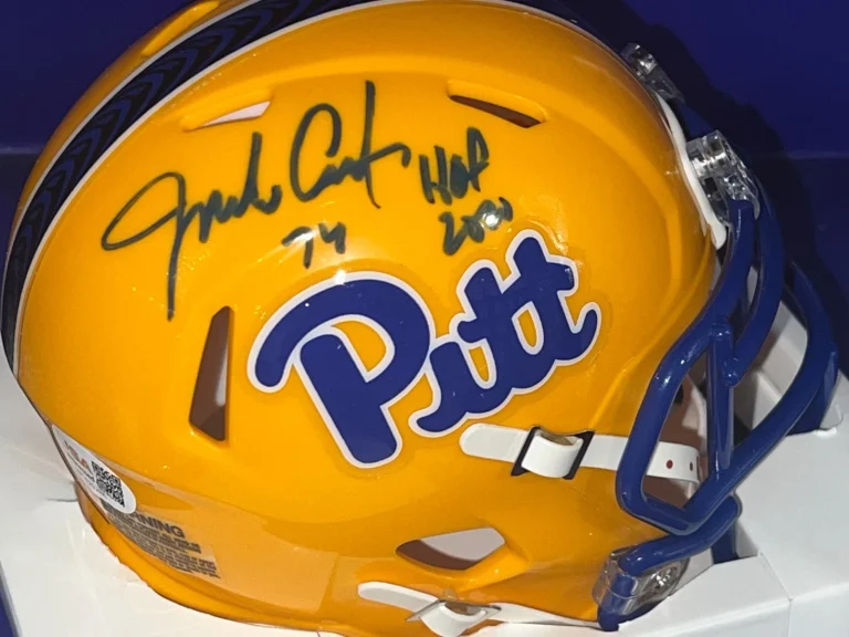 JIM COVERT PITTSBURGH PANTHERS CHOF 204 JSA AUTHENTICATED SIGNED MINI HELMET