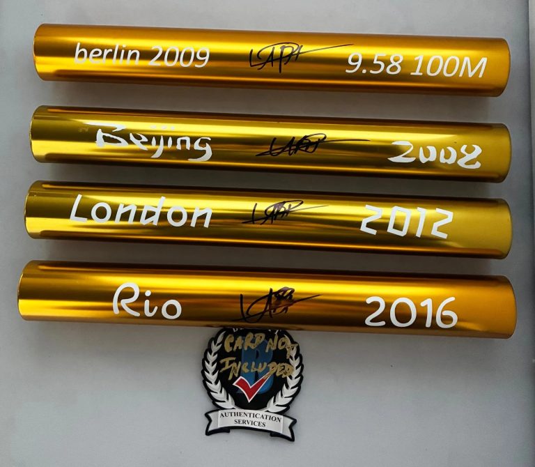 Usain Bolt Signed Baton Set 9.58 WR 2008 Beijing 2012 London 2016 Rio Olympic...