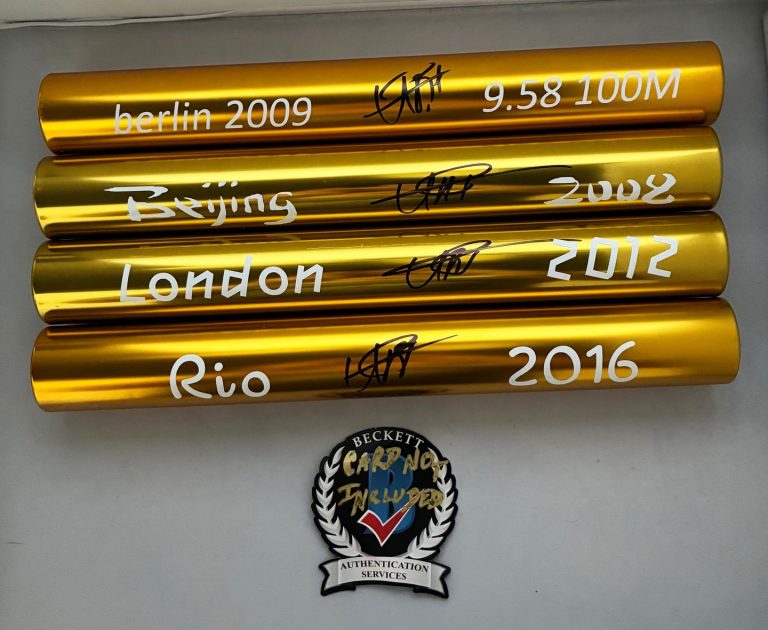 Usain Bolt Signed Baton Set 9.58 WR 2008 Beijing 2012 London 2016 Rio Olympic...