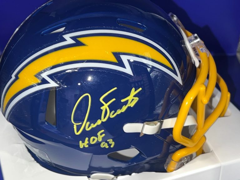 DAN FOUTS SAN DIEGO CHARGERS HOF 93 JSA AUTHENTIC SIGNED THROWBACK MINI HELMET