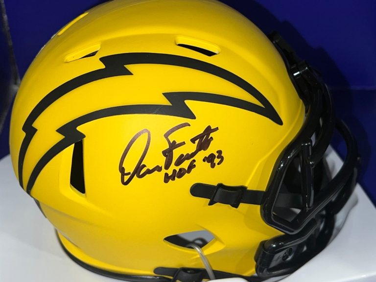 DAN FOUTS SAN DIEGO CHARGERS HOF 93 JSA AUTHENTIC SIGNED RAVE MINI HELMET