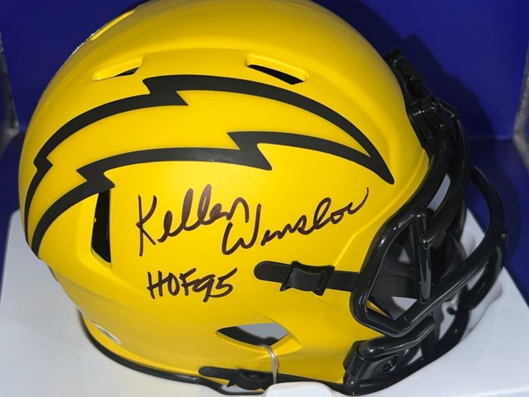 KELLEN WINSLOW SAN DIEGO CHARGERS HOF 95 JSA AUTHENTIC SIGNED RAVE MINI HELMET