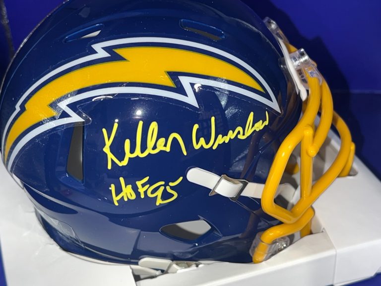 KELLEN WINSLOW SAN DIEGO CHARGERS HOF 95 JSA SIGNED THROWBACK MINI HELMET