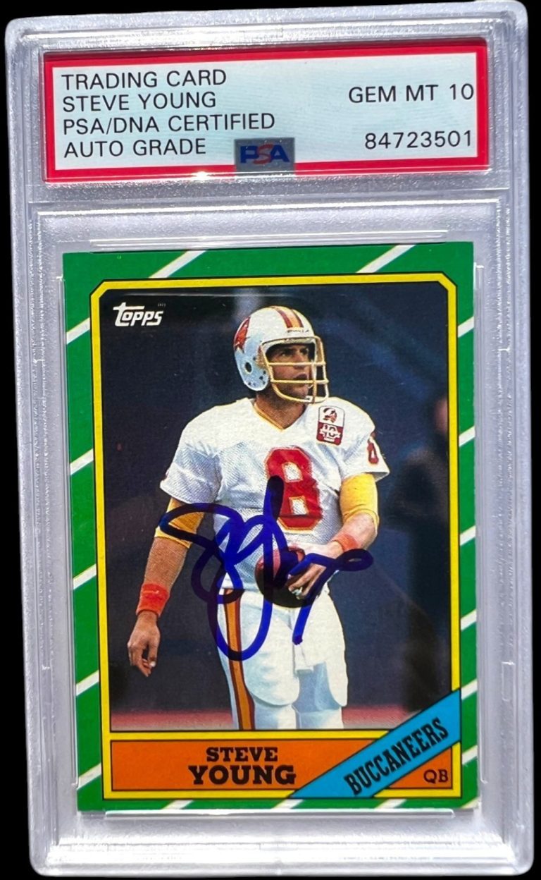 STEVE YOUNG SIGNED 1986 TOPPS 49ERS ROOKIE FOOTBALL CARD #374 PSA/DNA AUTO 10
