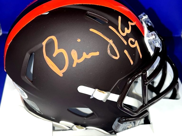 BERNIE KOSAR CLEVELAND BROWNS JSA AUTHENTICATED SIGNED BLACK ALT MINI HELMET
